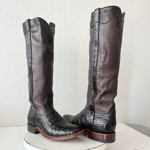 NEW Rod Patrick Womens Riding Cowboy Boots 9.5B Brown Caiman Exotic Western Tall